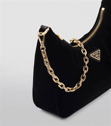 prada black velvet shoulder bag|Prada black shoulder bag vintage.